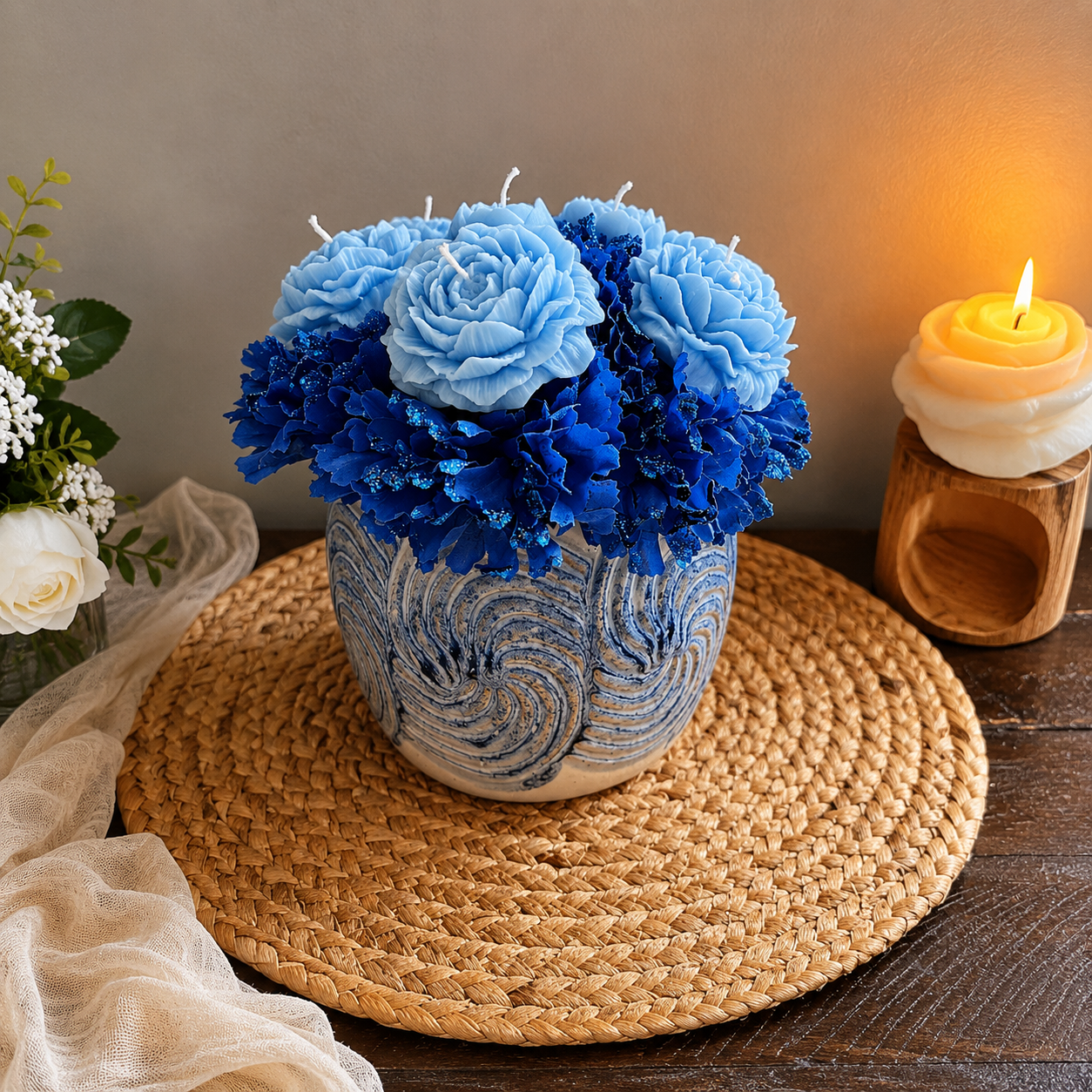 Blue Serenity Candle Bouquet