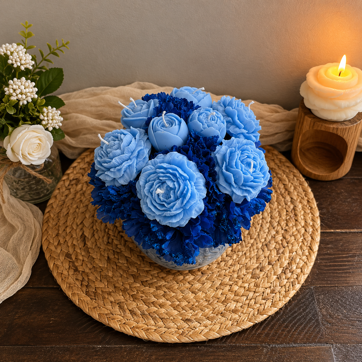 Blue Serenity Candle Bouquet