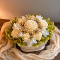 Ivory Rose Candle Bouquet in Ribbed Ceramic Vase | Set of 7 Sculpted Soy Candle Flowers