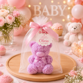 Personalized Mini Candle Favors | Rose Bear & Bunny Soy Candles for Baby Showers & Birthdays