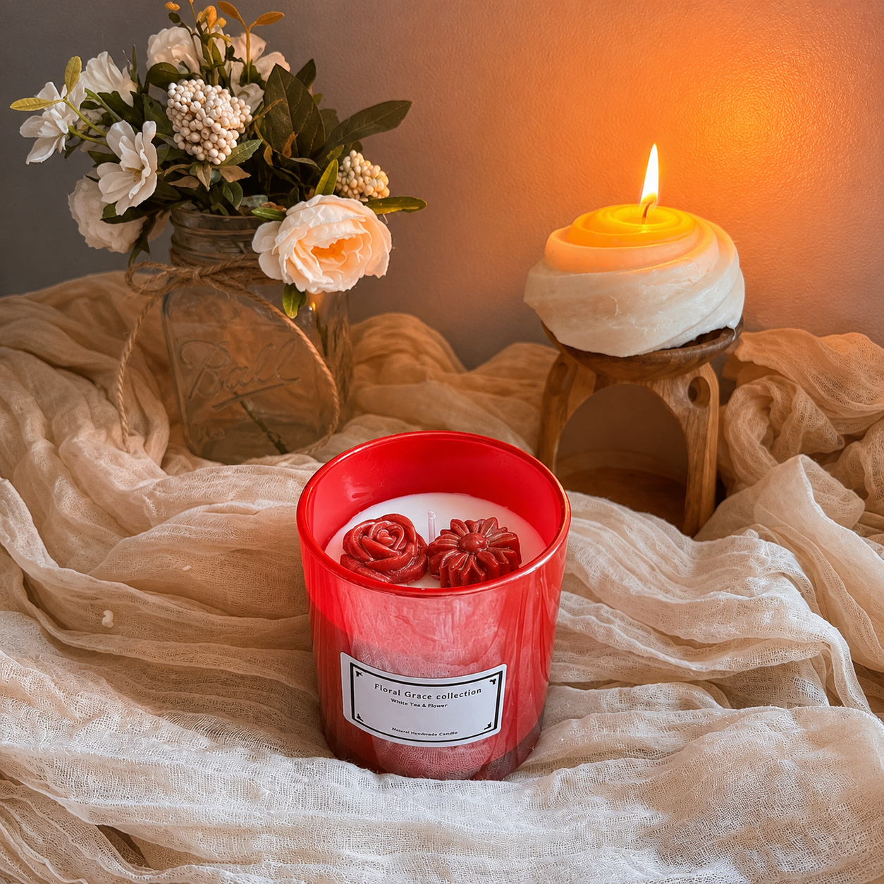 Rosas Luz Gracia - Té Blanco y Jengibre - Cera de Coco