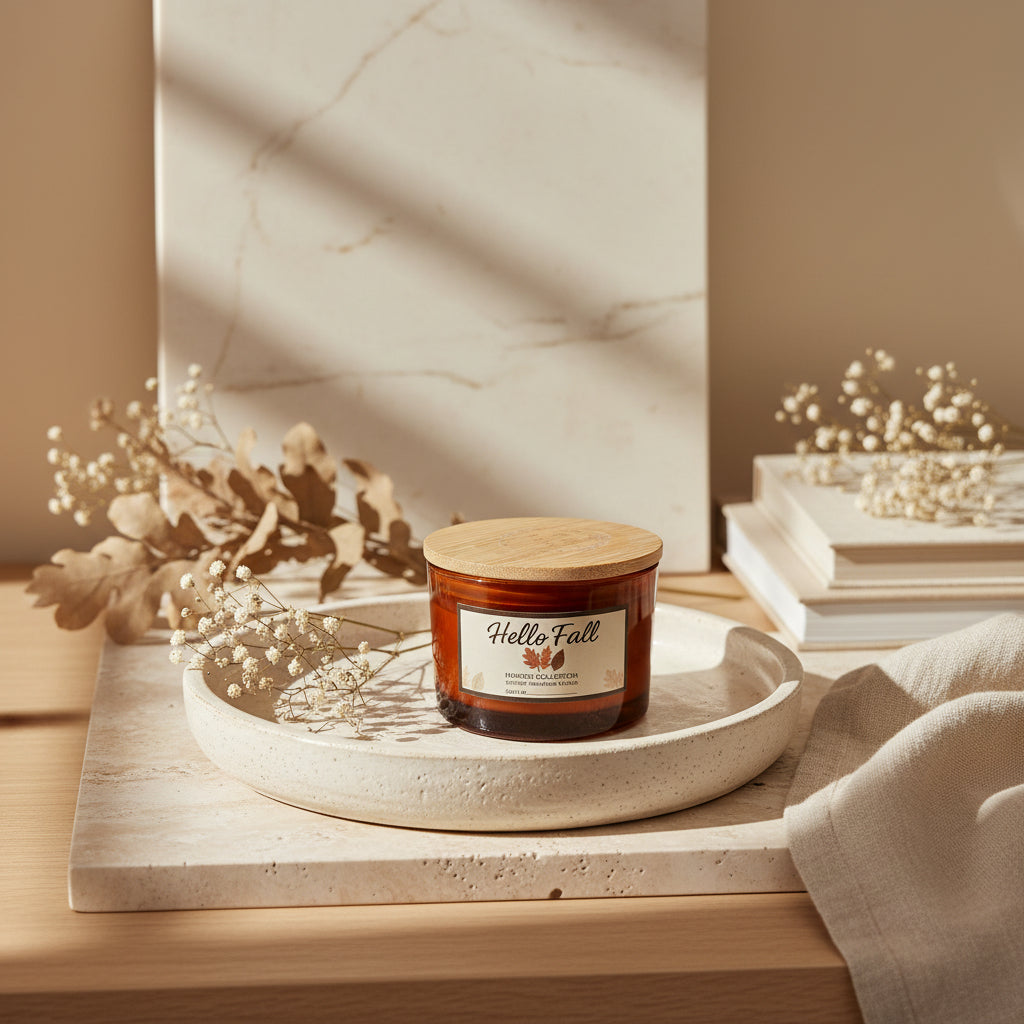 "Harvest Collection – Hello Fall"Fall Candle – Hello Fall Harvest Soy Candle | Autumn Pumpkin Spice Scented Jar Candle, Handmade 4oz