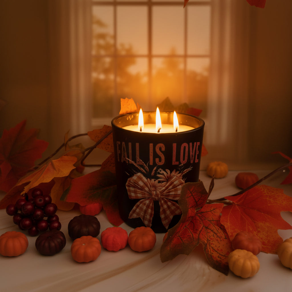 Fall is Love – Pumpkin Wax Topper Soy Candle | Handmade Autumn Home Decor Gift for Her