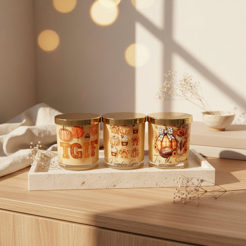 By Grace Glow Fall Collection – Handmade Wood Wick Candle | Pumpkin Spice, TGIF & 'Tis the Season