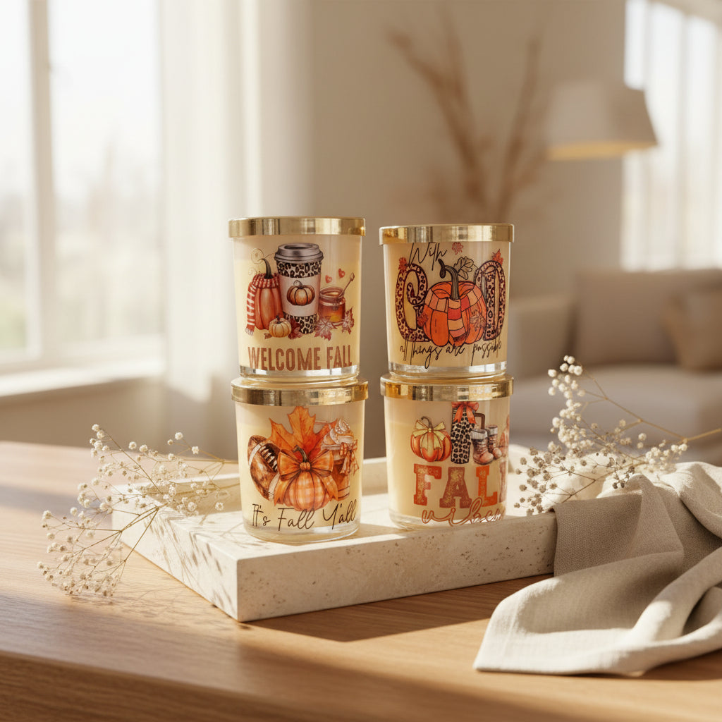 By Grace Glow Fall Collection – Handmade Wood Wick Candle | Pumpkin Spice, TGIF & 'Tis the Season
