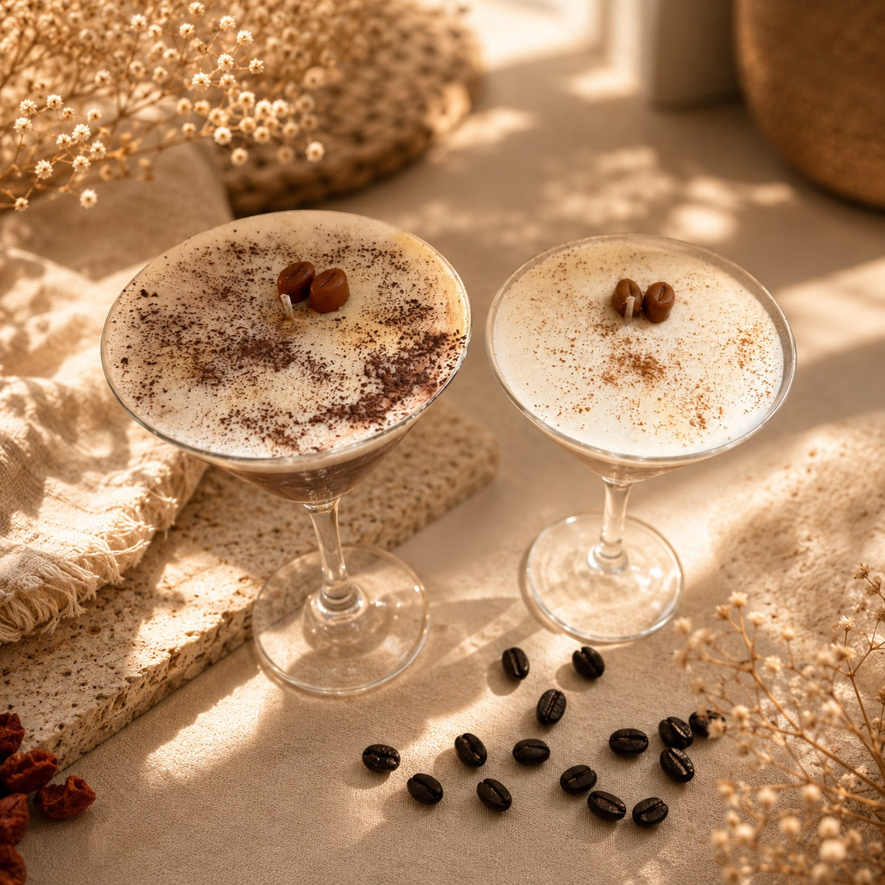 Cocktail Candle – Espresso Martini & Strawberry Martini | Handmade Soy Candle in Martini Glass | Unique Gift for Her