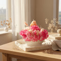 By Grace Glow Garden Bunny Candle – Handmade Floral Bowl Candle with Carnations, Wax Blooms & Bunny Topper | Whimsical Gift for Her