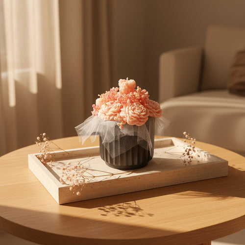 By Grace Glow Floral Bouquet Candle – Handmade Peony Rose Wax Flower Candle | Luxury Gift for Her
